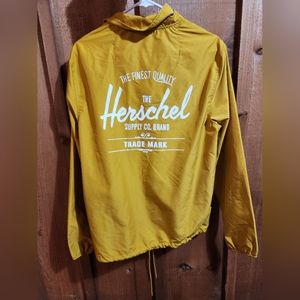 Herschel Voyage Coach Windbreaker Jacket Snap Button Closure Yellow Small